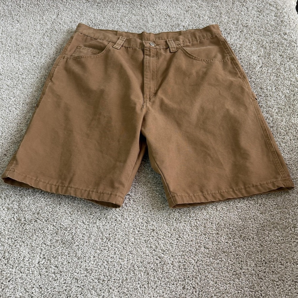 Wrangler Cargo Shorts Mens 38 Brown Cotton Canvas Carpenter Workwear Casual